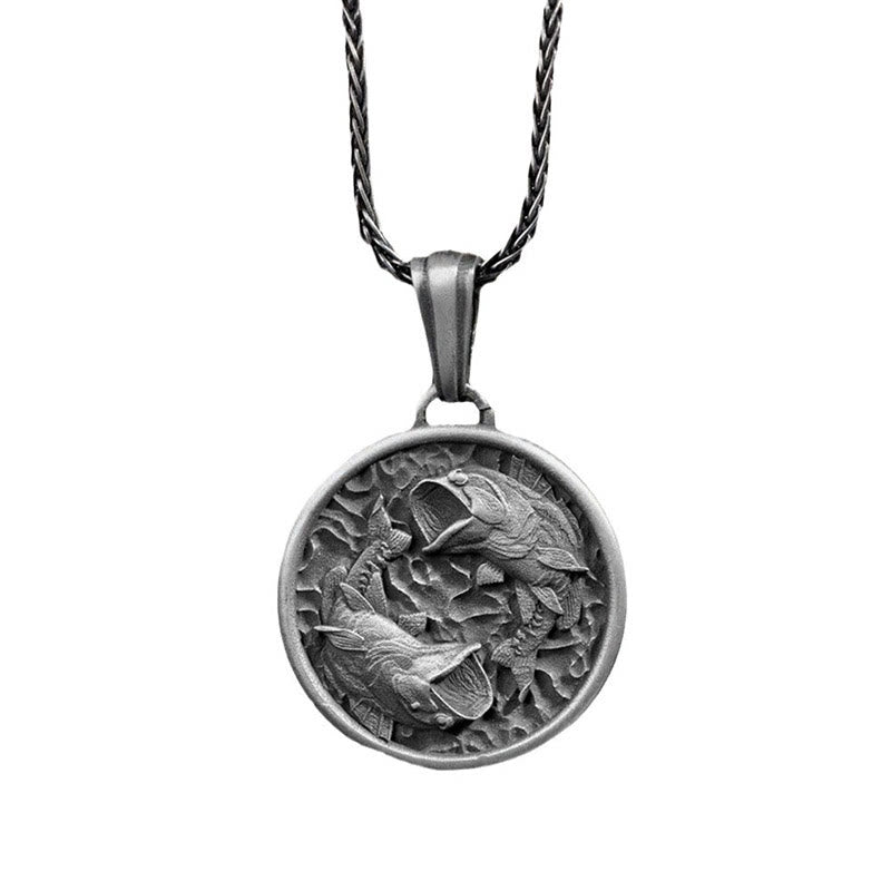 Fortune Jewel Pure Tin Polishing Koi Fish Wealth Necklace Pendant