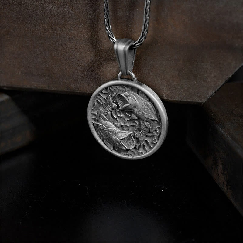 Fortune Jewel Pure Tin Polishing Koi Fish Wealth Necklace Pendant