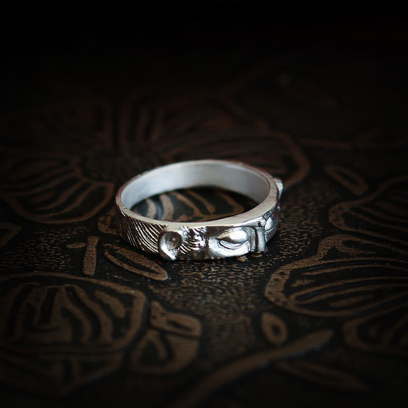 Fortune Jewel 999 Sterling Silver Buddha Eyes Protection Ring - Fortune Jewel
