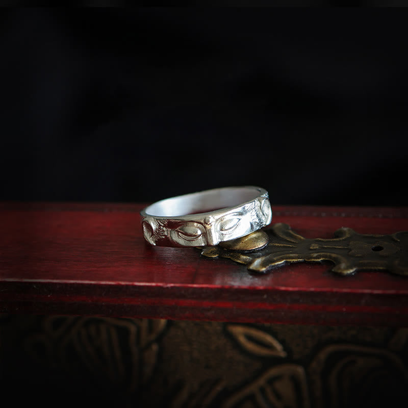 Fortune Jewel 999 Sterling Silver Buddha Eyes Protection Ring - Fortune Jewel