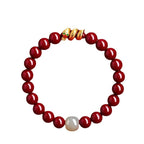 Fortune Jewel Cinnabar Bead Hetian Jade Year Of The Snake Blessing Bracelet