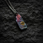 Fortune Jewel 999 Sterling Silver 24k Gold Waves Sun Balance Necklace Pendant