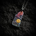 Fortune Jewel 999 Sterling Silver 24k Gold Waves Sun Balance Necklace Pendant
