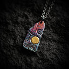 Fortune Jewel 999 Sterling Silver 24k Gold Waves Sun Balance Necklace Pendant