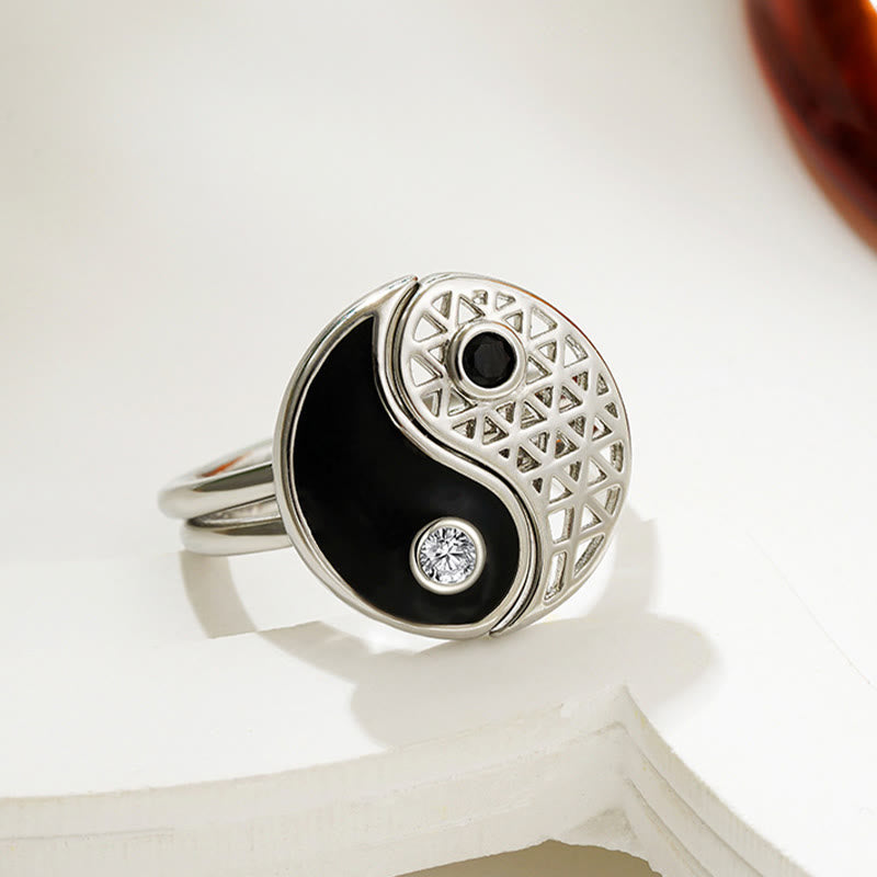 Fortune Jewel Yin Yang Titanium Steel Cuff Balance Couple Ring Fortune Jewel
