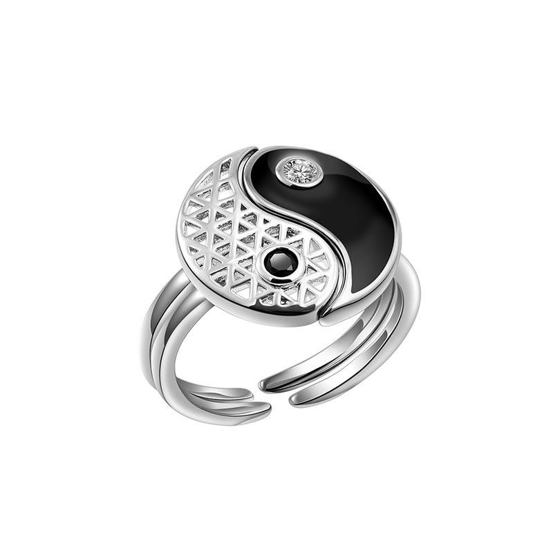 Fortune Jewel Yin Yang Titanium Steel Cuff Balance Couple Ring Fortune Jewel