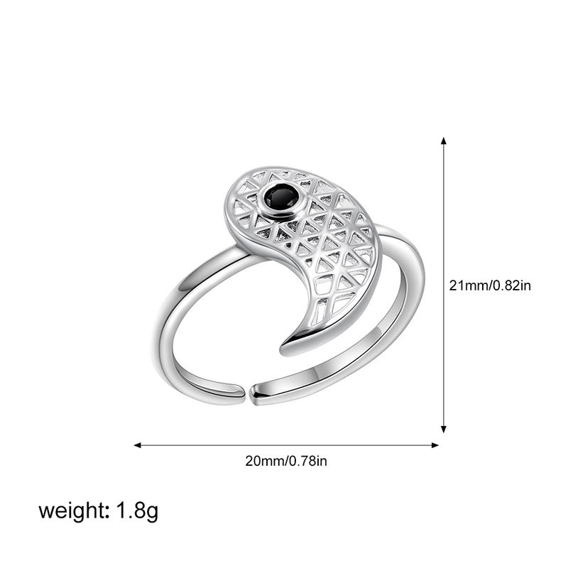 Fortune Jewel Yin Yang Titanium Steel Cuff Balance Couple Ring Fortune Jewel