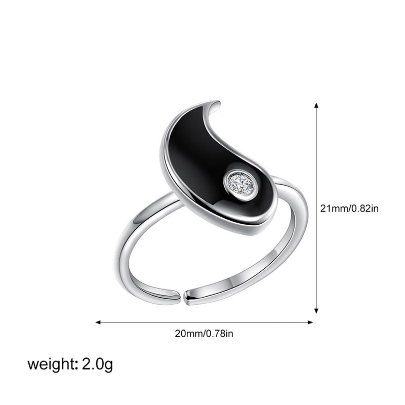 Fortune Jewel Yin Yang Titanium Steel Cuff Balance Couple Ring Fortune Jewel
