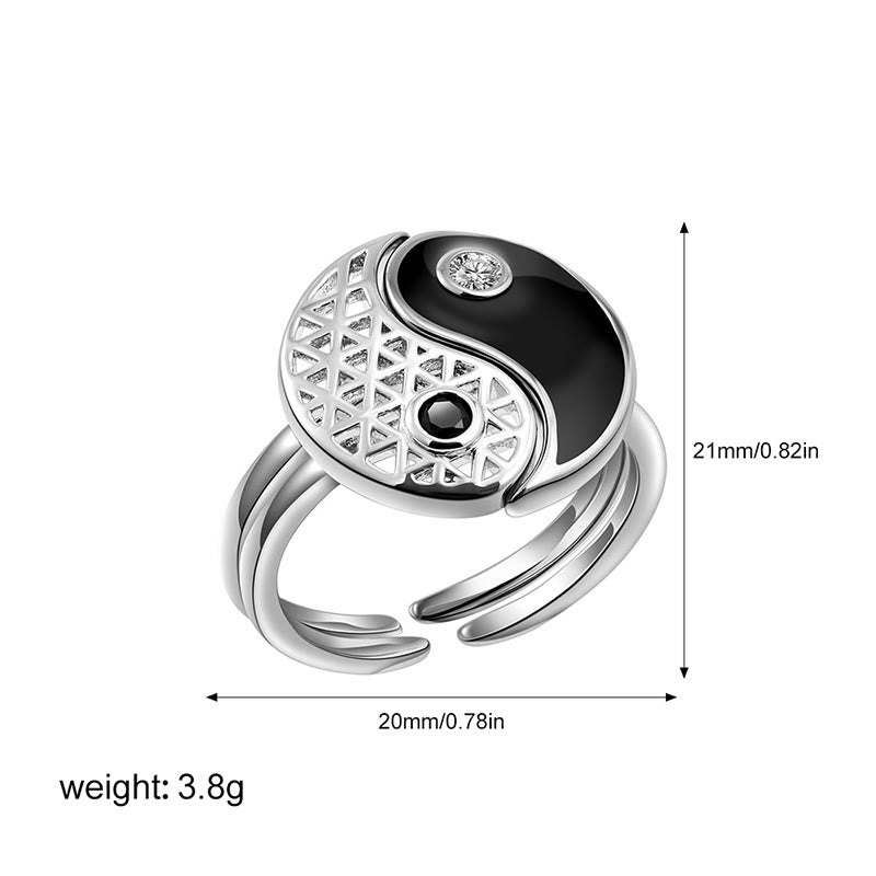 Fortune Jewel Yin Yang Titanium Steel Cuff Balance Couple Ring Fortune Jewel