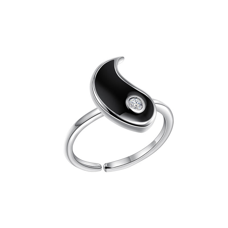 Fortune Jewel Yin Yang Titanium Steel Cuff Balance Couple Ring Fortune Jewel