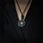 Fortune Jewel 999 Sterling Silver 24k Gold Bagua Tai Chi Yin Yang Design Mountain Ghosts Spend Money Harmony Necklace Pendant Fortune Jewel