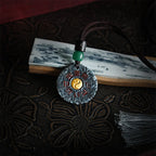 Fortune Jewel 999 Sterling Silver 24k Gold Bagua Tai Chi Yin Yang Design Mountain Ghosts Spend Money Harmony Necklace Pendant Fortune Jewel