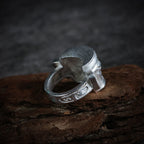 Fortune Jewel 999 Sterling Silver Hand Casting Sanxingdui Mask Protection Ring - Fortune Jewel