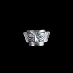 Fortune Jewel 999 Sterling Silver Hand Casting Sanxingdui Mask Protection Ring - Fortune Jewel