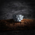 Fortune Jewel 999 Sterling Silver Hand Casting Sanxingdui Mask Protection Ring - Fortune Jewel