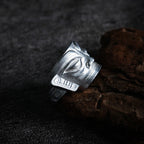 Fortune Jewel 999 Sterling Silver Hand Casting Sanxingdui Mask Protection Ring - Fortune Jewel