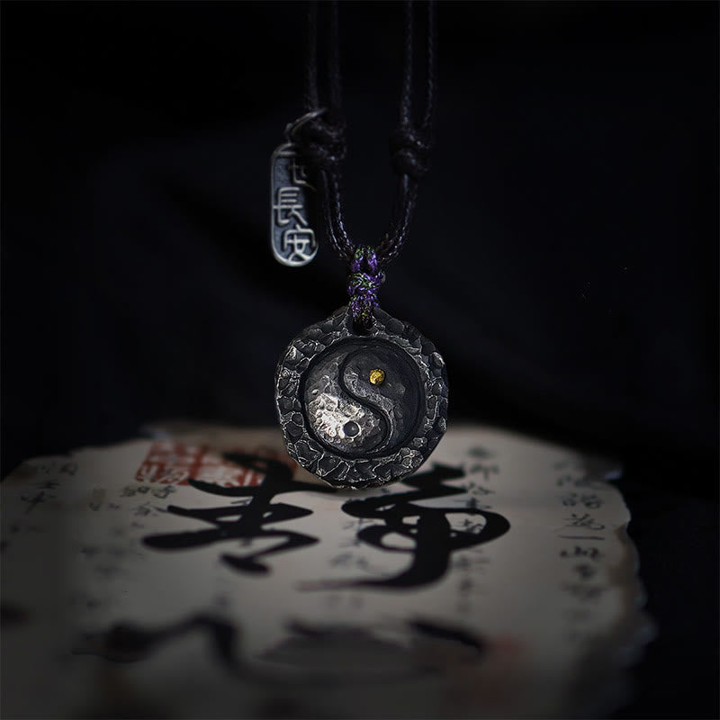Fortune Jewel 999 Sterling Silver Tai Chi Yin Yang Design Harmony Necklace Pendant Fortune Jewel