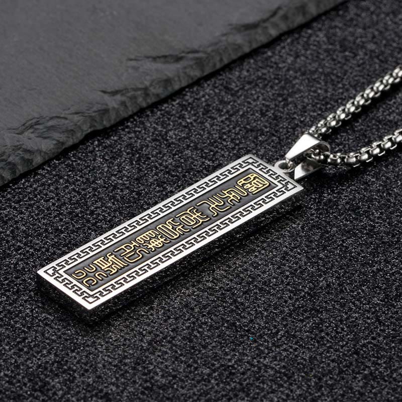 Fortune Jewel The Nine-word Mantra Titanium Steel Bagua Yin Yang Balance Necklace Pendant Fortune Jewel