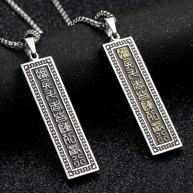 Fortune Jewel The Nine-word Mantra Titanium Steel Bagua Yin Yang Balance Necklace Pendant Fortune Jewel