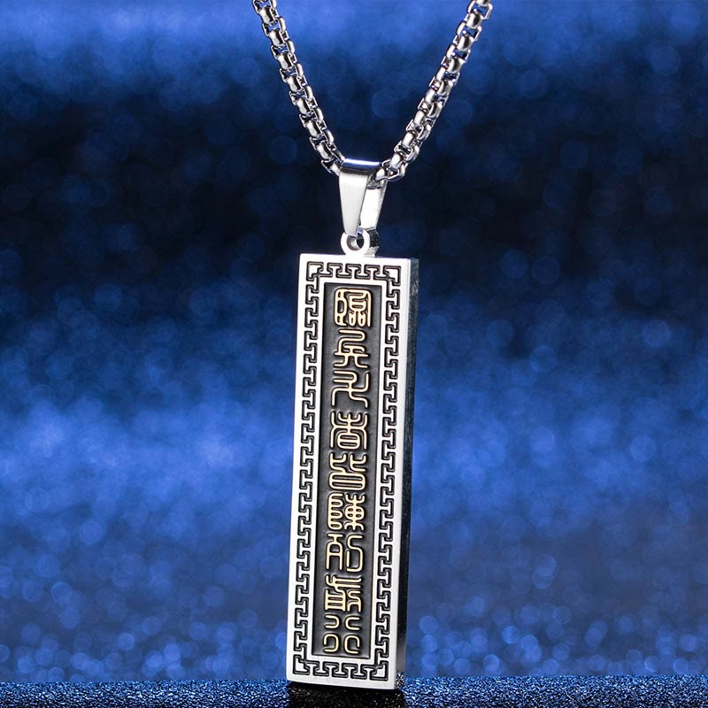 Fortune Jewel The Nine-word Mantra Titanium Steel Bagua Yin Yang Balance Necklace Pendant Fortune Jewel