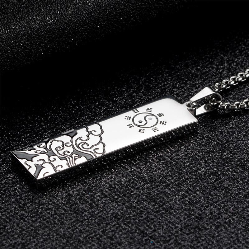 Fortune Jewel The Nine-word Mantra Titanium Steel Bagua Yin Yang Balance Necklace Pendant Fortune Jewel