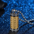 Fortune Jewel Titanium Steel Prayer Wheel Scriptures Necklace Balance Pendant - Fortune Jewel