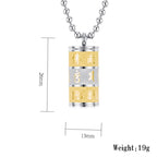 Fortune Jewel Tibetan Om Mani Padme Hum Lotus Pattern Prayer Wheel Titanium Steel Peace Necklace Pendant Fortune Jewel