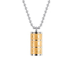 Fortune Jewel Tibetan Om Mani Padme Hum Lotus Pattern Prayer Wheel Titanium Steel Peace Necklace Pendant Fortune Jewel