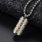 Fortune Jewel Tibetan Om Mani Padme Hum Lotus Pattern Prayer Wheel Titanium Steel Peace Necklace Pendant Fortune Jewel