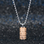 Fortune Jewel Tibetan Om Mani Padme Hum Lotus Pattern Prayer Wheel Titanium Steel Peace Necklace Pendant Fortune Jewel
