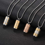 Fortune Jewel Tibetan Om Mani Padme Hum Lotus Pattern Prayer Wheel Titanium Steel Peace Necklace Pendant Fortune Jewel