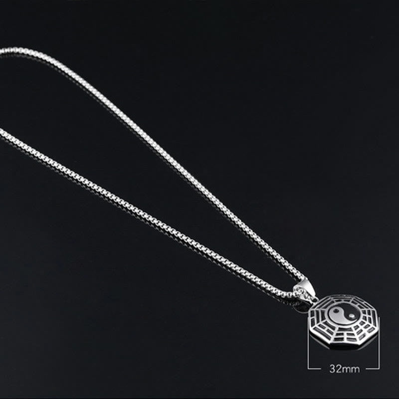 Buddha Stones Titanium Steel Bagua Yin Yang Pattern Balance Necklace Pendant Fortune Jewel