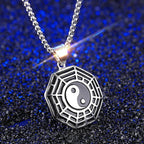 Buddha Stones Titanium Steel Bagua Yin Yang Pattern Balance Necklace Pendant Fortune Jewel