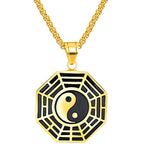 Buddha Stones Titanium Steel Bagua Yin Yang Pattern Balance Necklace Pendant Fortune Jewel