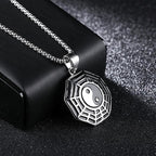Buddha Stones Titanium Steel Bagua Yin Yang Pattern Balance Necklace Pendant Fortune Jewel