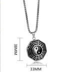 Buddha Stones Titanium Steel Bagua Yin Yang Pattern Balance Necklace Pendant Fortune Jewel