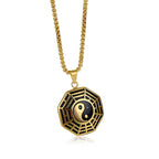 Buddha Stones Titanium Steel Bagua Yin Yang Pattern Balance Necklace Pendant Fortune Jewel
