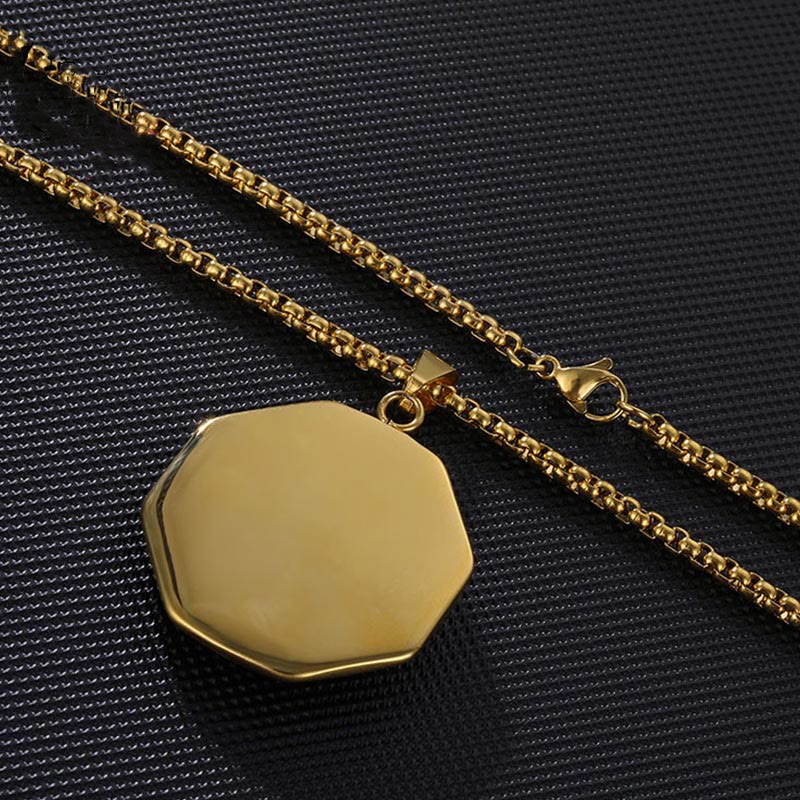 Buddha Stones Titanium Steel Bagua Yin Yang Pattern Balance Necklace Pendant Fortune Jewel