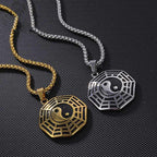 Buddha Stones Titanium Steel Bagua Yin Yang Pattern Balance Necklace Pendant Fortune Jewel