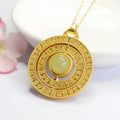 Fortune Jewel Hetian Jade Hundred Blessings Fu Character Luck Rotatable Necklace Pendant