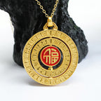 Fortune Jewel Hetian Jade Hundred Blessings Fu Character Luck Rotatable Necklace Pendant
