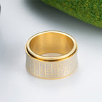 Fortune Jewel Tibetan Seal Script Golden Light Mantra Titanium Steel Spinner Balance Ring