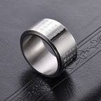 Fortune Jewel Tibetan Golden Light Mantra Titanium Steel Smooth Surface Spinner Balance Ring