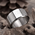 Fortune Jewel Tibetan Golden Light Mantra Titanium Steel Smooth Surface Spinner Balance Ring