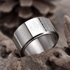 Fortune Jewel Tibetan Golden Light Mantra Titanium Steel Smooth Surface Spinner Balance Ring