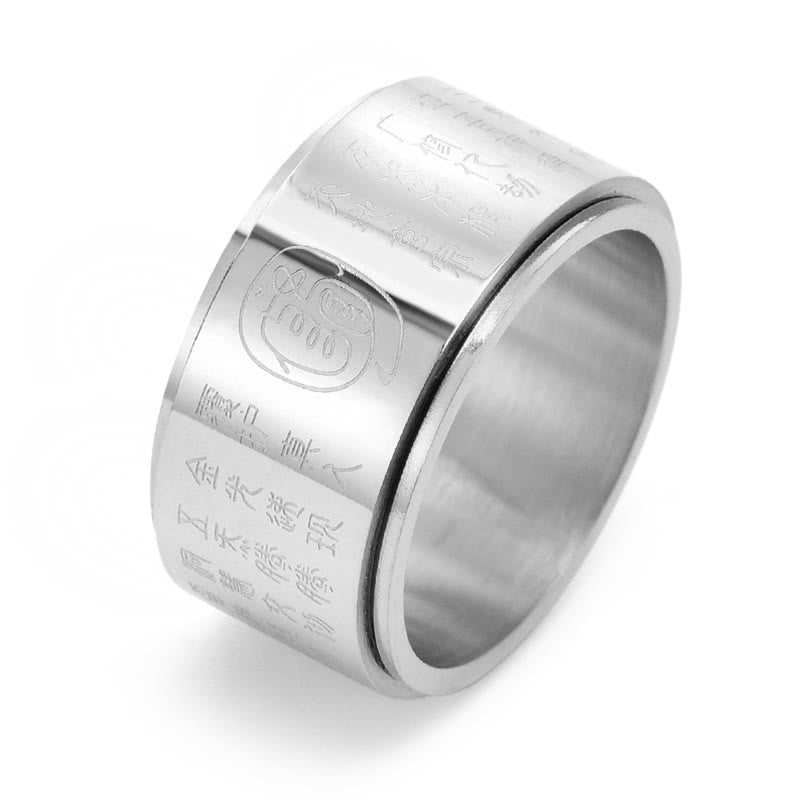 Fortune Jewel Tibetan Golden Light Mantra Titanium Steel Smooth Surface Spinner Balance Ring