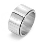 Fortune Jewel Tibetan Golden Light Mantra Titanium Steel Smooth Surface Spinner Balance Ring