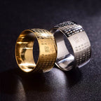 Fortune Jewel Tibetan Seal Heart Sutra Titanium Steel Balance Ring