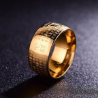 Fortune Jewel Tibetan Seal Heart Sutra Titanium Steel Balance Ring
