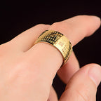Fortune Jewel Tibetan Seal Heart Sutra Titanium Steel Balance Ring